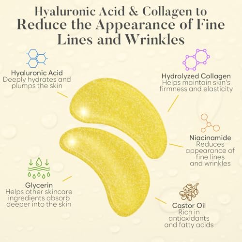 Gold Under Eye Patches (30 Pairs) for Dark Circles and Puffy Eyes: Eye Care and Treatment