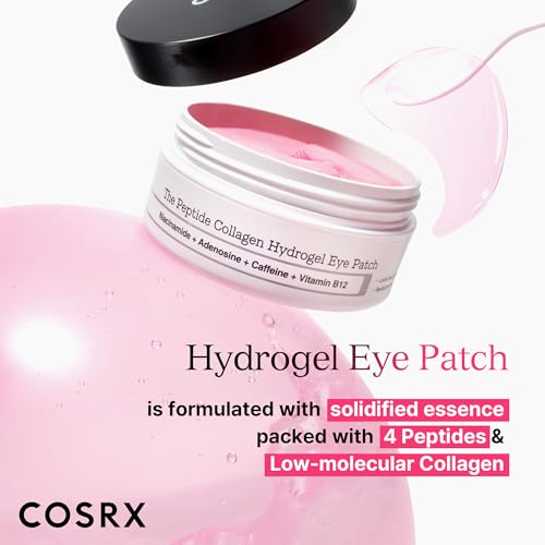 Korean Hydrogel Eye Patches for Puffy Eyes & Dark Circles with Peptides & Caffeine - 60 Count