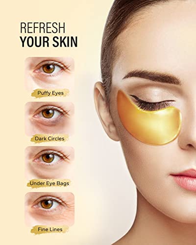 24K Gold Eye Patches for Puffy Eyes and Dark Circles (30 Pairs)