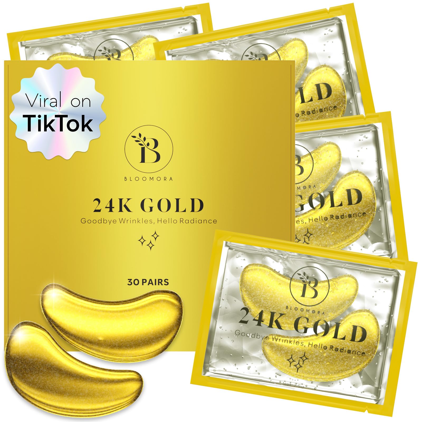 Gold Under Eye Patches (30 Pairs) for Dark Circles and Puffy Eyes: Eye Care and Treatment