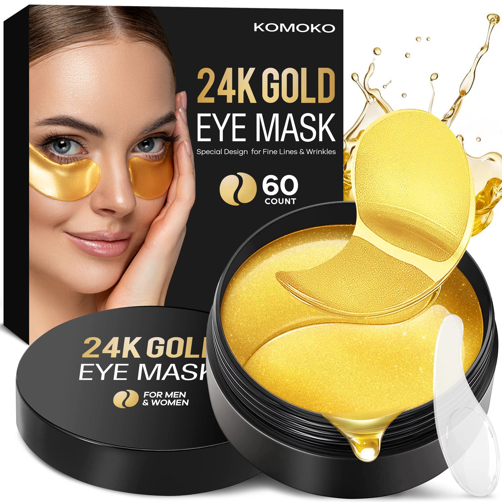 24K Gold Under Eye Patches for Anti-Aging and Dark Circles